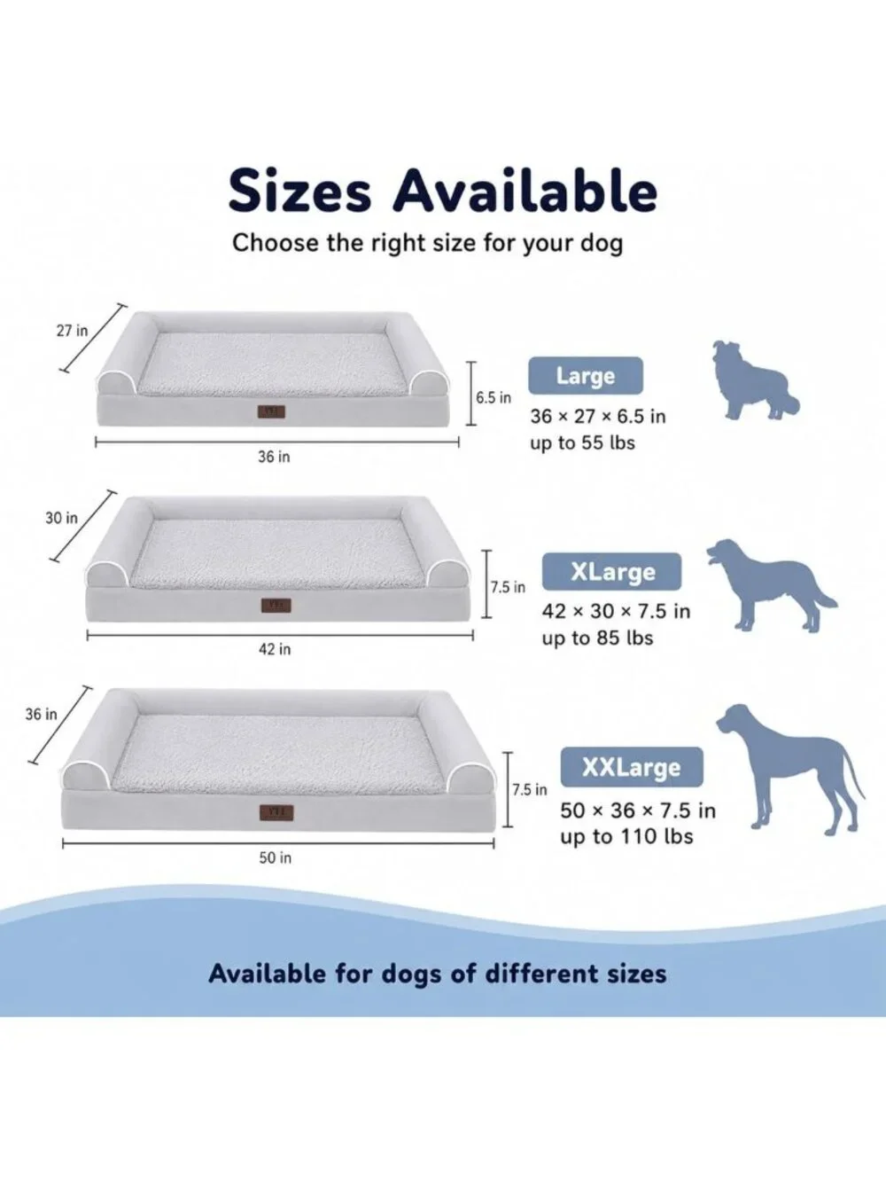 Orthopedic Large Dog Bed for Senior Dogs, Waterproof XL Pet Sofa, Washable Cover